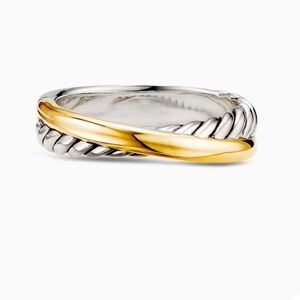 David Yurman crossover ring with 18K yellow gold, size 5